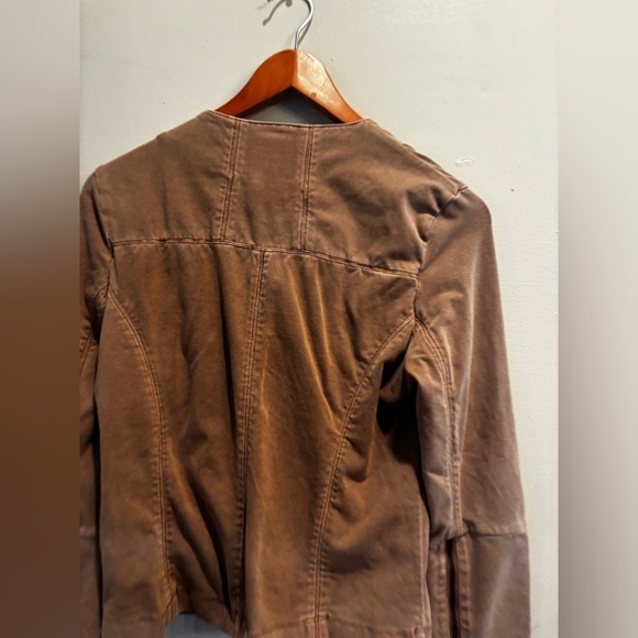 Stylish Women's Brown moto Jacket bodycon boho medium neutral pockets western - Picture 5 of 16